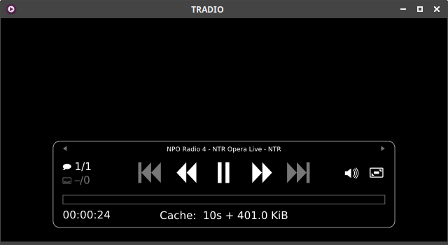 screenshot of mpv playing the stream NPO Radio 4 - NTR Opera Live